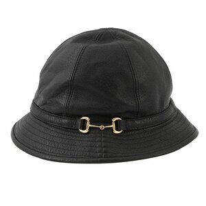 GUCCI Horsebit bucket hat Size S Lambskin Black